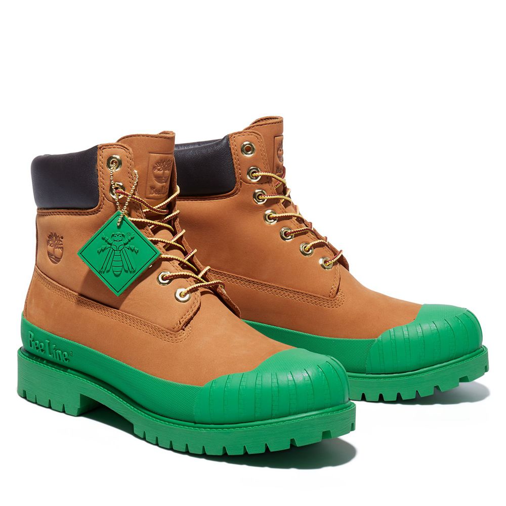 Timberland 6-Inch Μποτακια Ανδρικα Καφε/Πρασινο - Bee Line X Waterproof Rubber Toe - Greece 4081792-